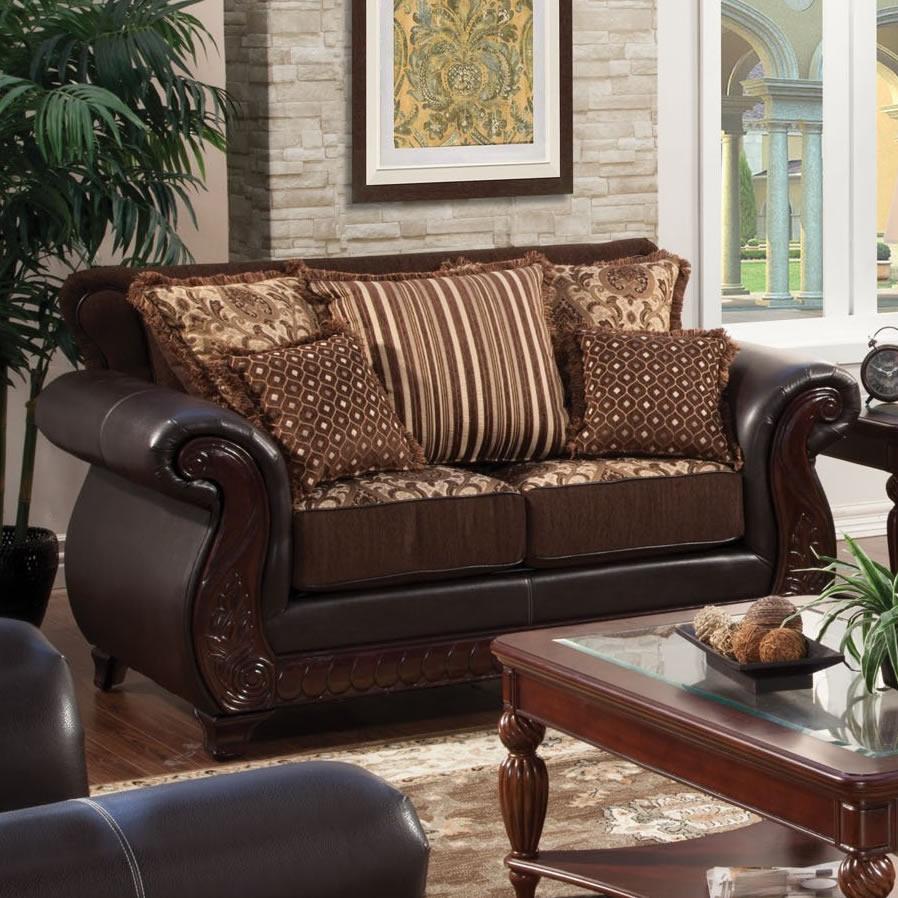 Furniture of America Franklin Stationary Fabric and Leather Look Loveseat SM6107N-LV IMAGE 1